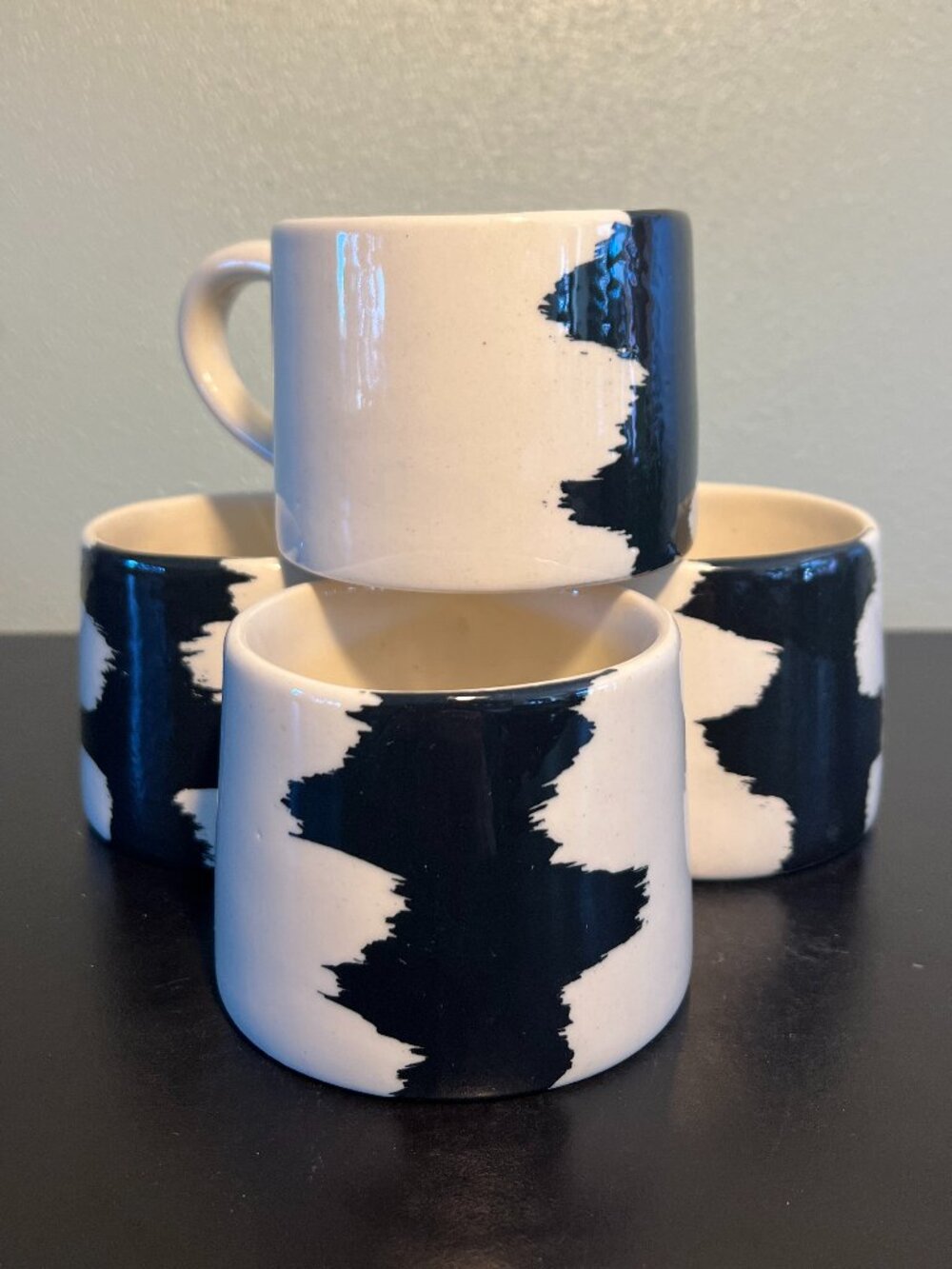 Set of 4 Prêt-à-Pot South Africa Handcrafted Studio Pottery Mugs ~ Handpainted